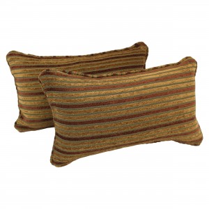 Blazing Needles Corded Autumn Stripes Lumbar Pillow BLN2397
